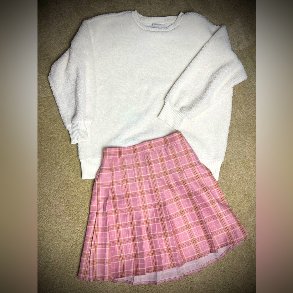 Pink Pleated Plaid TennisSkirt - size Small